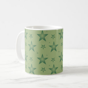 Elegant and Stylish Olive Stars on Sage Green Coffee Mug