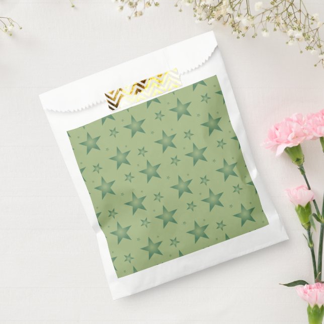 Elegant and Stylish Olive Stars on Sage Green Favour Bags (Sealed)