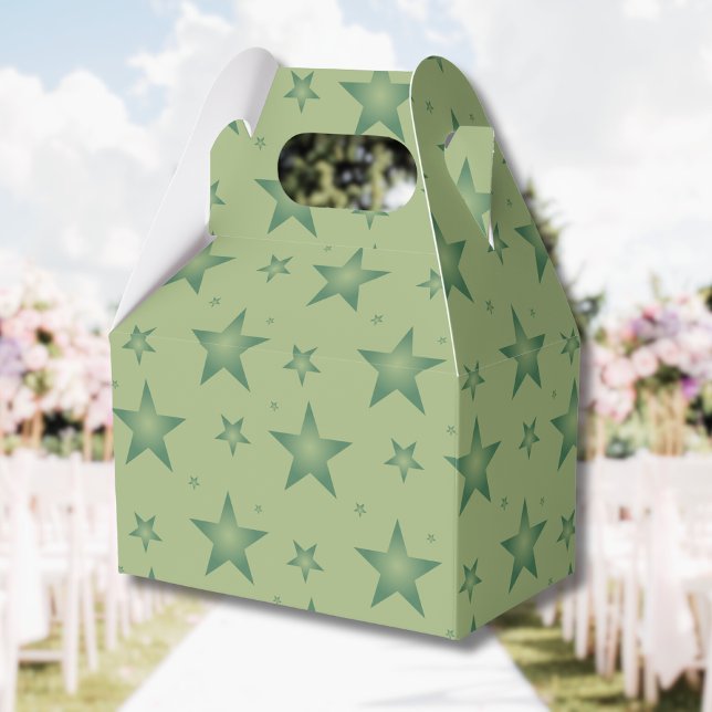 Elegant and Stylish Olive Stars on Sage Green Favour Box (Creator Uploaded)