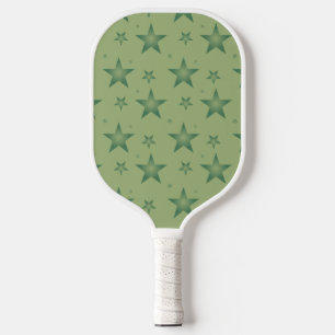 Elegant and Stylish Olive Stars on Sage Green Pickleball Paddle