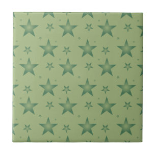 Elegant and Stylish Olive Stars on Sage Green Tile