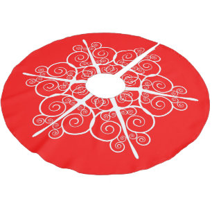Elegant and Stylish Ornate Design Brilliant Red Brushed Polyester Tree Skirt