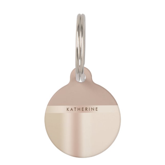 Elegant and stylish rose gold brown pet tag (Front)
