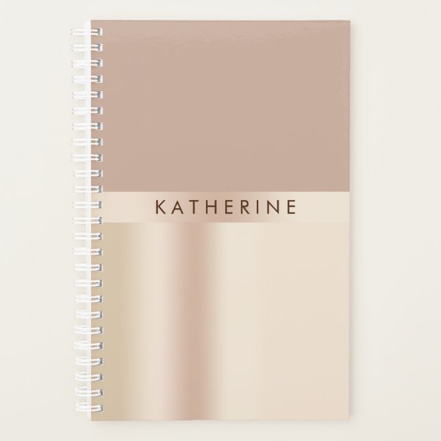 Elegant and stylish rose gold brown planner (Front)