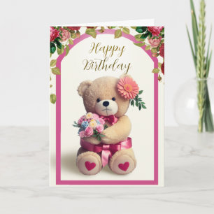 Elegant and Sweet Teddy Bear Birthday Card