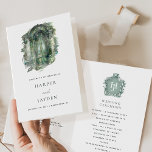 Elegant and Timeless Green Hues Wedding Program<br><div class="desc">Set the tone for your day with this enchanting wedding program, featuring a watercolor scene of an ornate Victorian door framed by a painted glass arch in green hues. With its charming, magical feel, it’s perfect for a garden or vintage-inspired celebration. Inside, a delicate monogram in matching greens showcases your...</div>