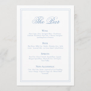 Elegant and Timeless Wedding Bar Menu