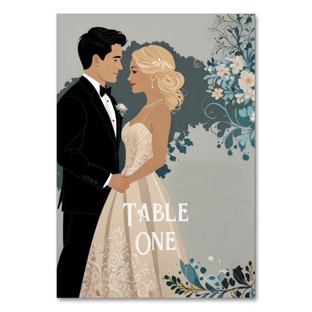 Elegant and Timeless Wedding Invitation Design Table Number (Back)