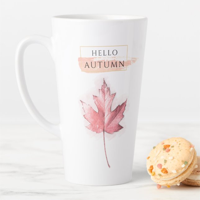 Elegant and Trendy Autumn Leaf Drawing Latte Mug (In Situ)