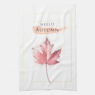 Elegant and Trendy Autumn Leaf Drawing Tea Towel