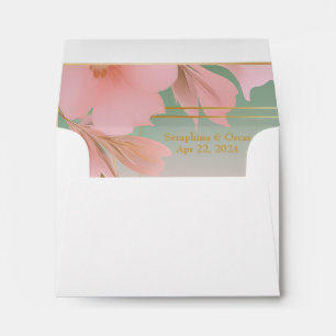 Elegant and Trendy Floral Pink and Blue Wedding Envelope