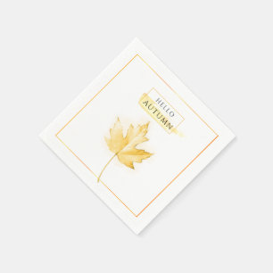 Elegant and Trendy Golden Autumn Leaf Drawing Napkin