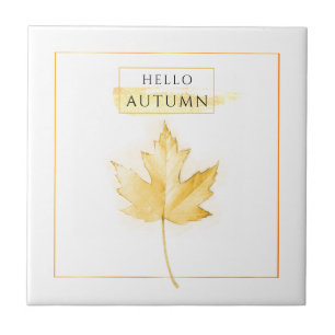 Elegant and Trendy Golden Autumn Leaf Drawing Tile