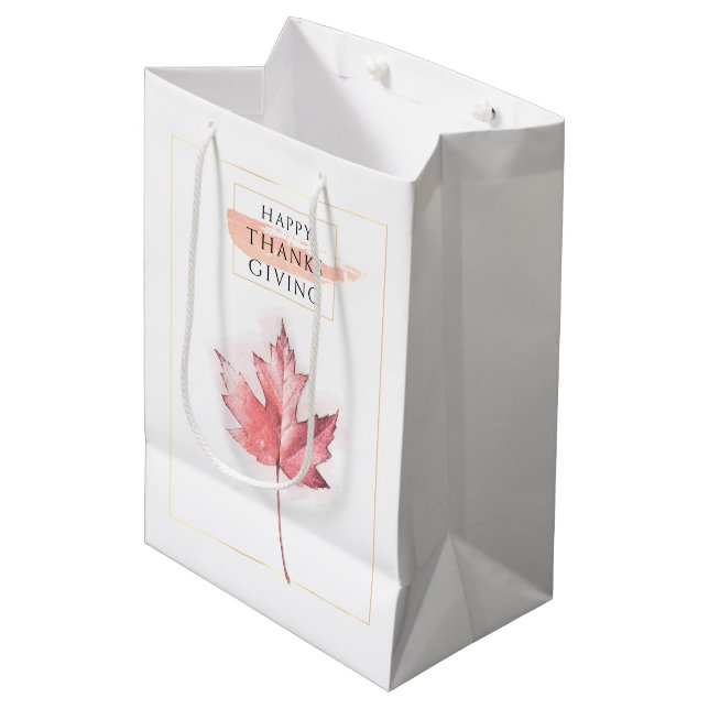 Elegant and Trendy Thanksgiving Medium Gift Bag (Front Angled)