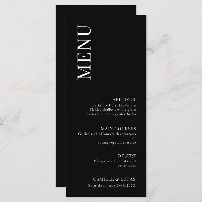 Elegant and Trendy Wedding Menu (Front/Back)