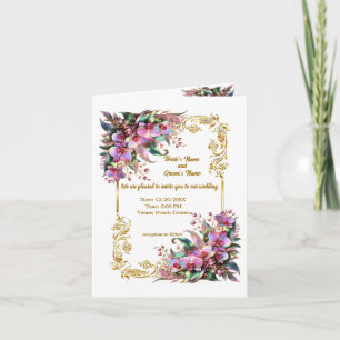 Elegant and vibrant Orchid Flowers Wedding  Invitation
