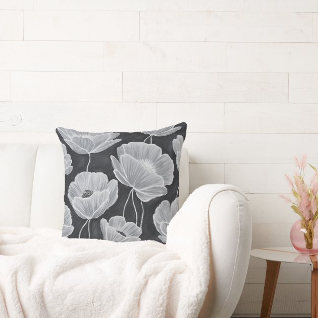 Elegant and Whimsical Poppies Cushion (Couch)