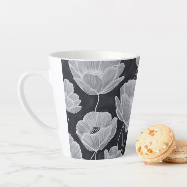 Elegant and Whimsical Poppies Latte Mug (In Situ)