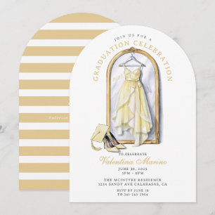 Elegant and Whimsical Yellow Dress Graduation Invitation