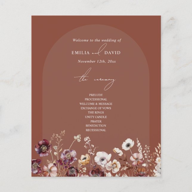 Elegant Anemone Arch Dark Terracotta Wedding (Front)