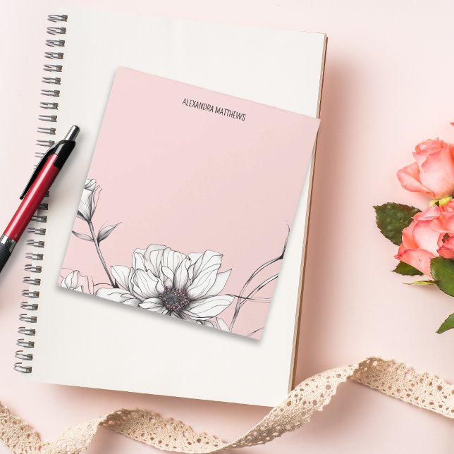 Elegant Anemone Floral Custom Name  Notepad (Creator Uploaded)