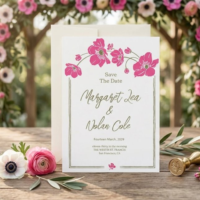 Elegant Anemone Floral Save the Date Invitation (Creator Uploaded)