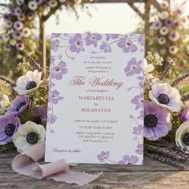 Elegant Anemone Floral Wedding Invitation (Creator Uploaded)