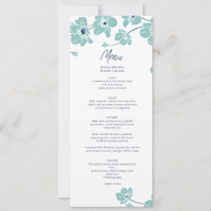 Elegant Anemone Floral Wedding Menu Card