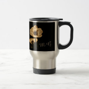 Elegant Anemone Flowers Initials Travel Mug