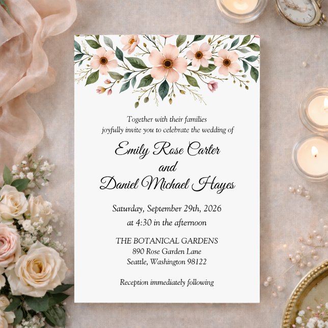 Elegant Anemone Wildflower Botanical Wedding  Invitation (Creator Uploaded)