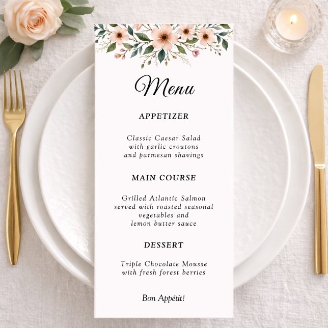 Elegant Anemone Wildflower Botanical Wedding Menu  (Creator Uploaded)