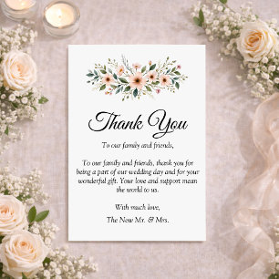 Elegant Anemone Wildflower Botanical Wedding  Thank You Card