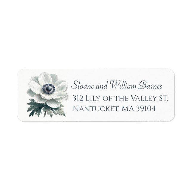 Elegant Anenome Flower Return Address (Front)