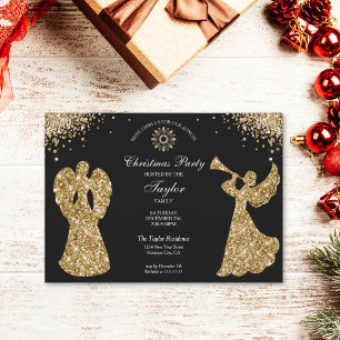 Elegant Angel Christmas Family Dinner Party Invitation