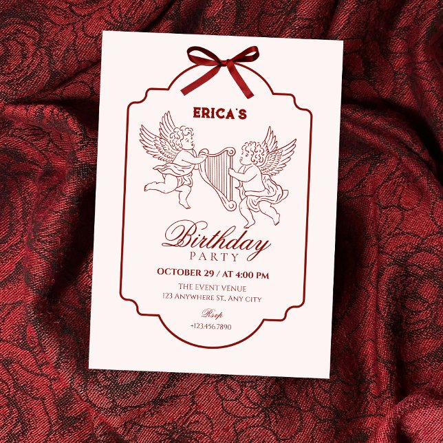 Elegant angel cupid music birthday invitation (Creator Uploaded)