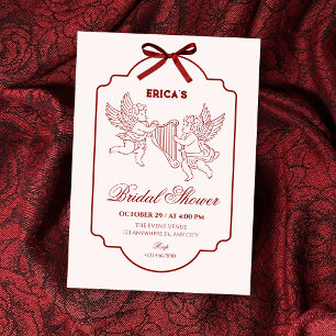 Elegant angel cupid music bridal shower invitation