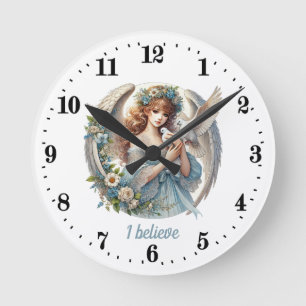 Elegant Angel lovers customisable  Round Clock
