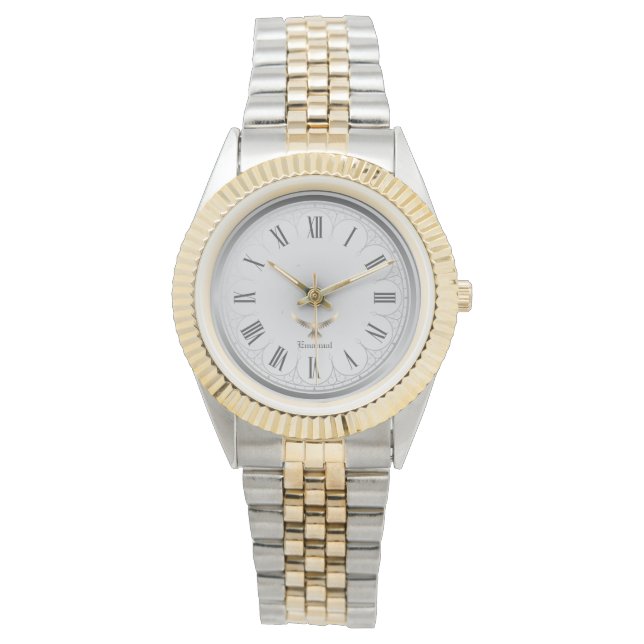 Elegant Angelic Christian Dove Two Tone Custom Watch (Front)
