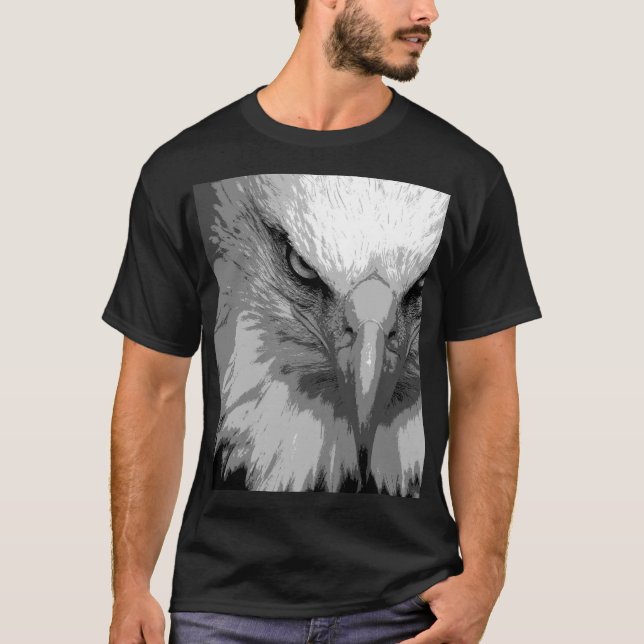 Elegant Animal Eagle Face Template Men's Black T-Shirt (Front)
