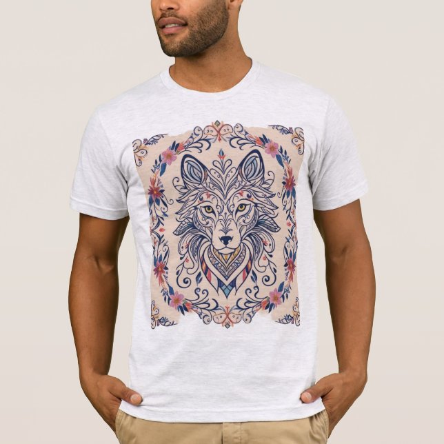 Elegant Animal Motif Intricate Nature-Inspired  T-Shirt (Front)