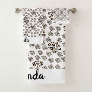 elegant animal print bath towel set