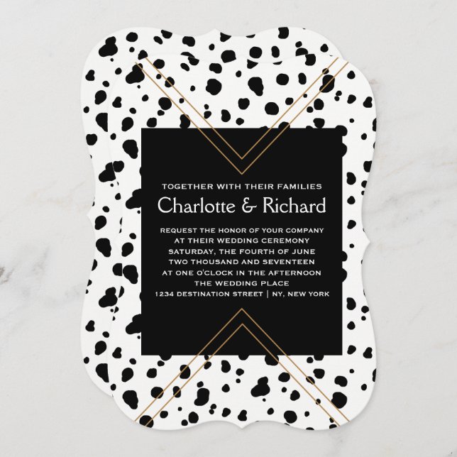 Elegant Animal Print | Black & White Dalmatian Invitation (Front/Back)