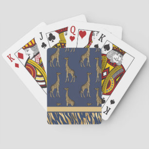 Elegant Animal Print Blue Modern  Playing Cards