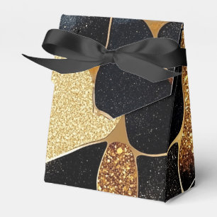 Elegant Animal Print Gold and Black Glitter Look Favour Box