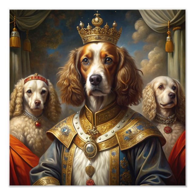 Elegant AnimalThemed Royal Dogs Oil Painting Decor Photo Print (Front)