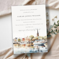 Elegant Annapolis Maryland Watercolor Birthday