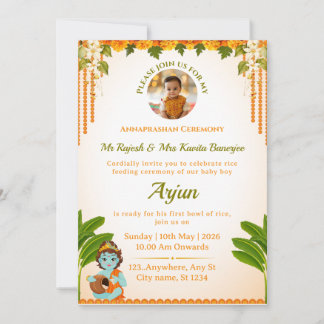 Elegant Annaprashan Ceremony Invitation Card