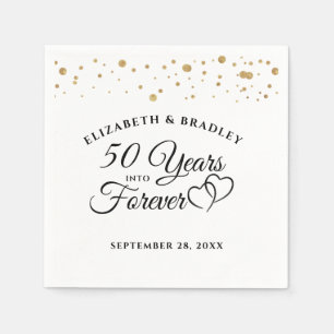 Elegant Anniversary 50 YEARS INTO FOREVER Hearts Napkin