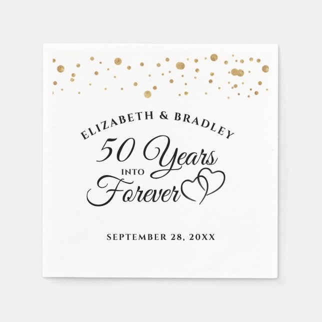 Elegant Anniversary 50 YEARS INTO FOREVER Hearts Napkin (Front)