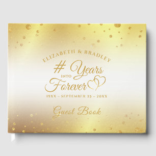 Elegant Anniversary Gold Hearts YEARS INTO FOREVER Guest Book